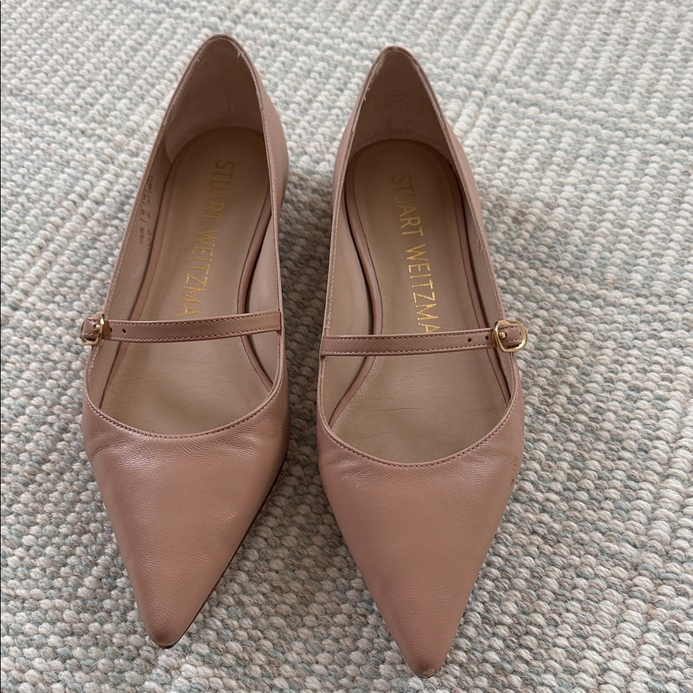 Stuart Weitzman Women's Beige Mary Jane Flats